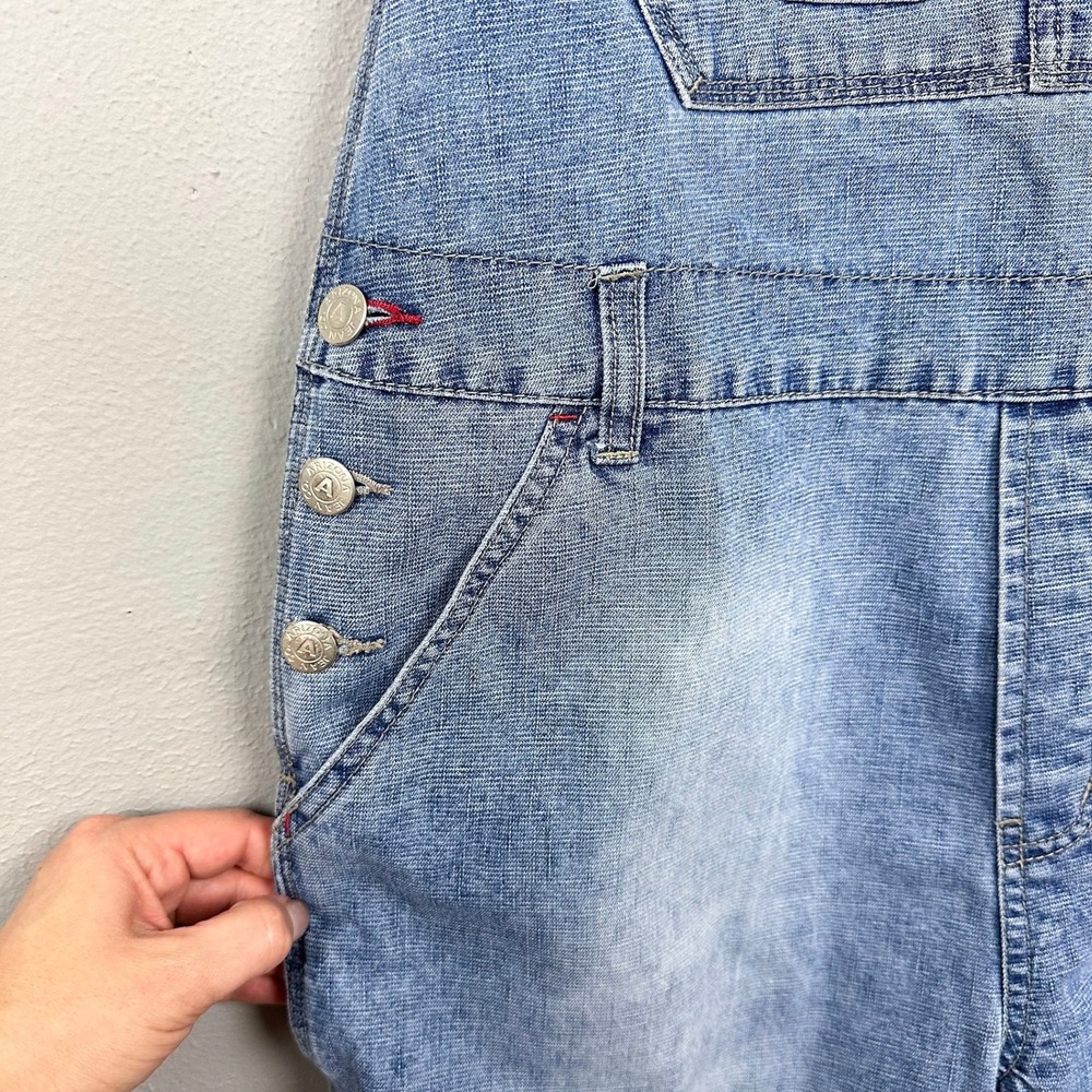 Vintage 90s Arizona Jean Co Womens Size L Denim Overalls Shorts Faded Wash Blue - Picture 4 of 8
